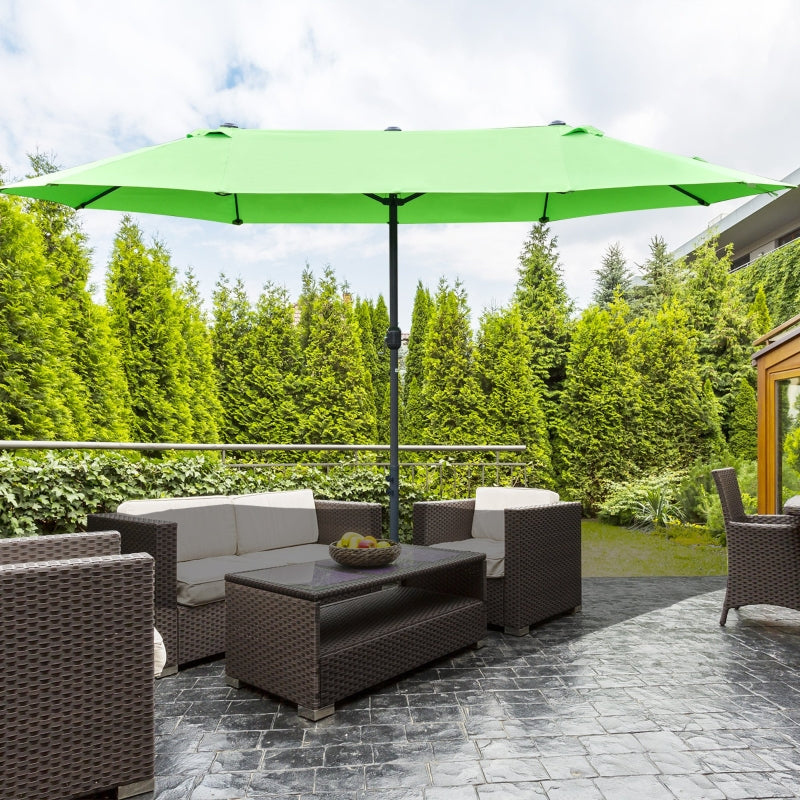 Green Double-sided Crank Sun Umbrella Canopy - 4.6M