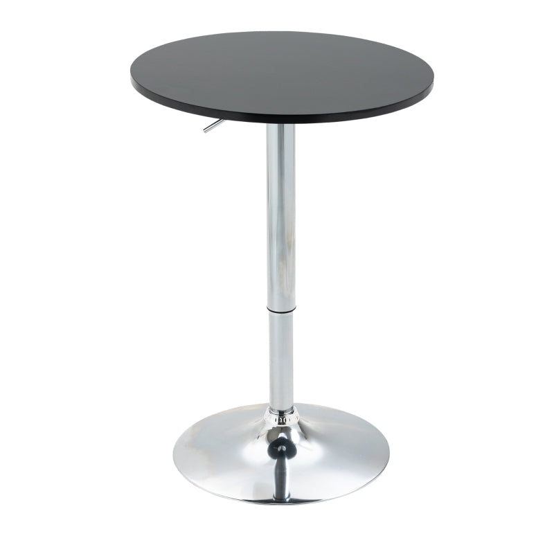 Round Height Adjustable Bar Table with Metal Base - Stylish Pub Desk for Home Bar, Dining Room & Kitchen - Black