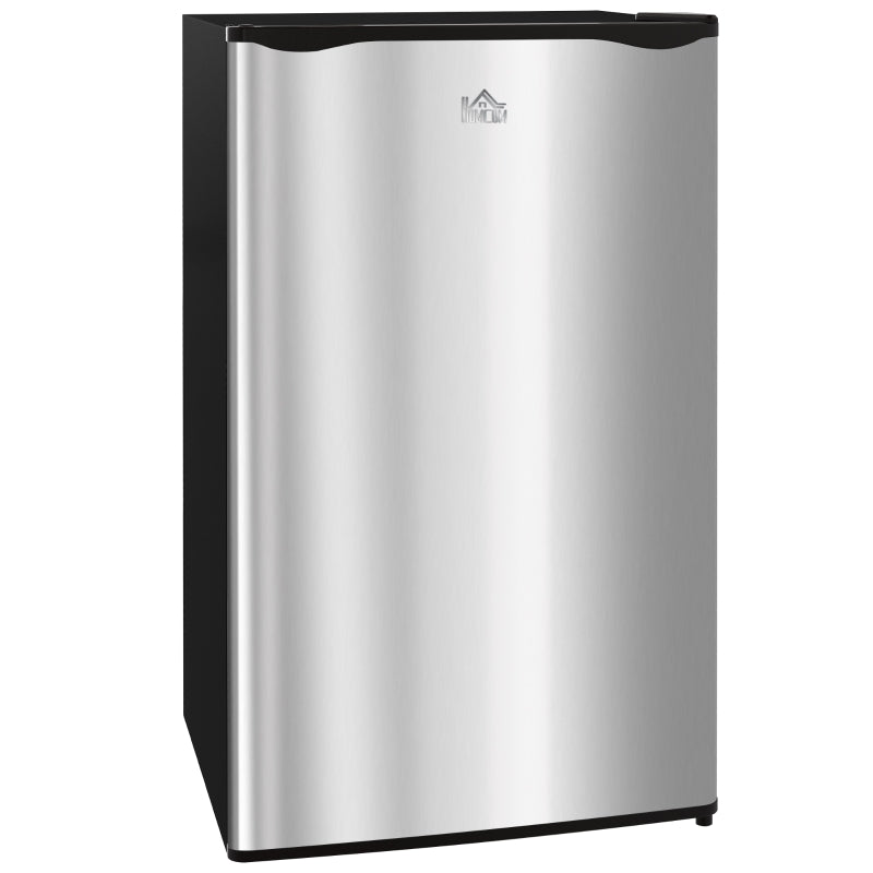91L Freestanding Under Counter Fridge Freezer - Compact Silver Chiller Box, Adjustable Thermostat, 47.5cm Wide, Ideal for Small Spaces