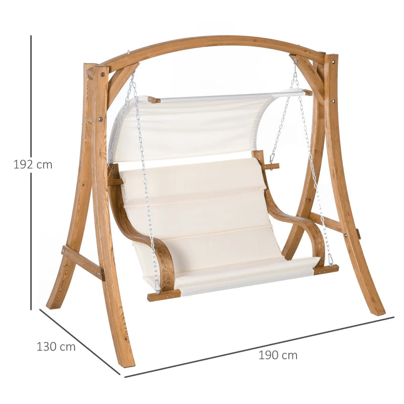 Wooden Swing Chair with Canopy and Cushion - Outdoor Patio Garden Furniture