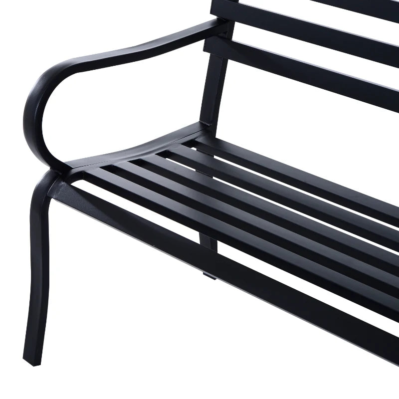 Black Metal 2-Seater Garden Bench