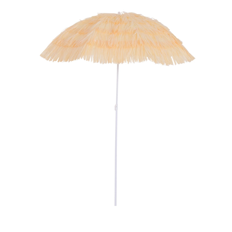 Wheat 1.6m Folding Beach Umbrella with Tilt Crank - Patio Sunshade