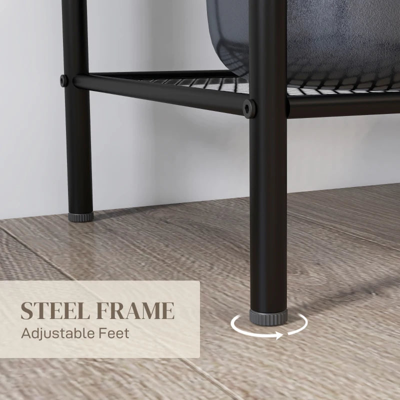 Five-Tier Black Steel Frame Kitchen Shelving Unit - Durable Storage Rack for Organizing Kitchen, Pantry, or Garage