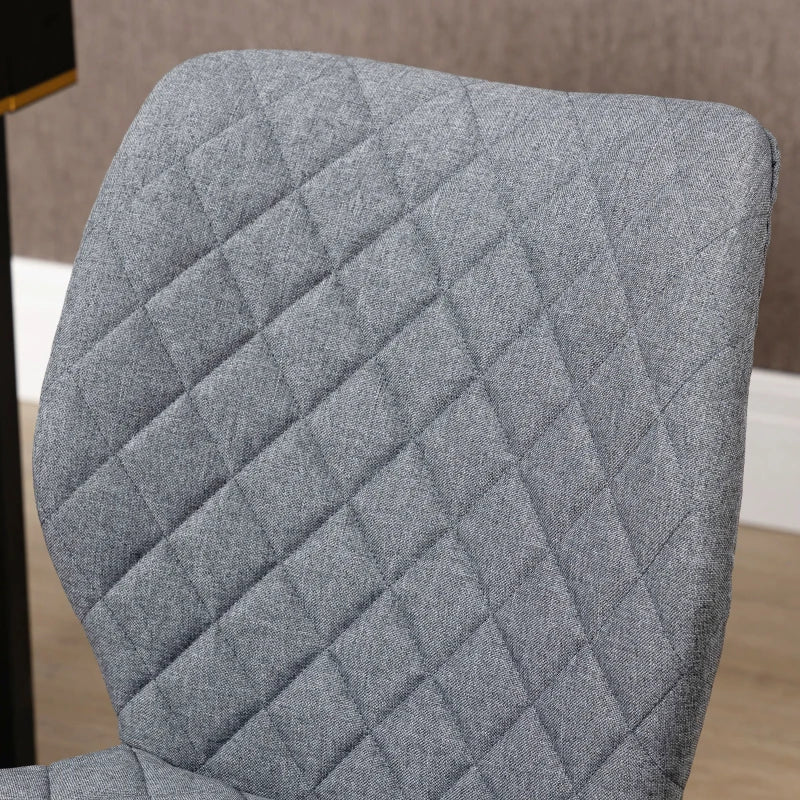 Vinsetto Armless Adjustable Office Chair - Swivel Computer Chair with Rolling Wheels & Linen Fabric Back Support - Grey