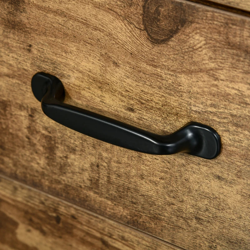 Rustic Brown 3 Drawer Mobile File Cabinet on Wheels - Perfect for Home Office & Study Organization