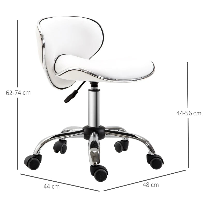 Adjustable Rolling Swivel Beauty Salon Chair & Spa Stool - Ergonomic White Technician Seat for Comfort & Style