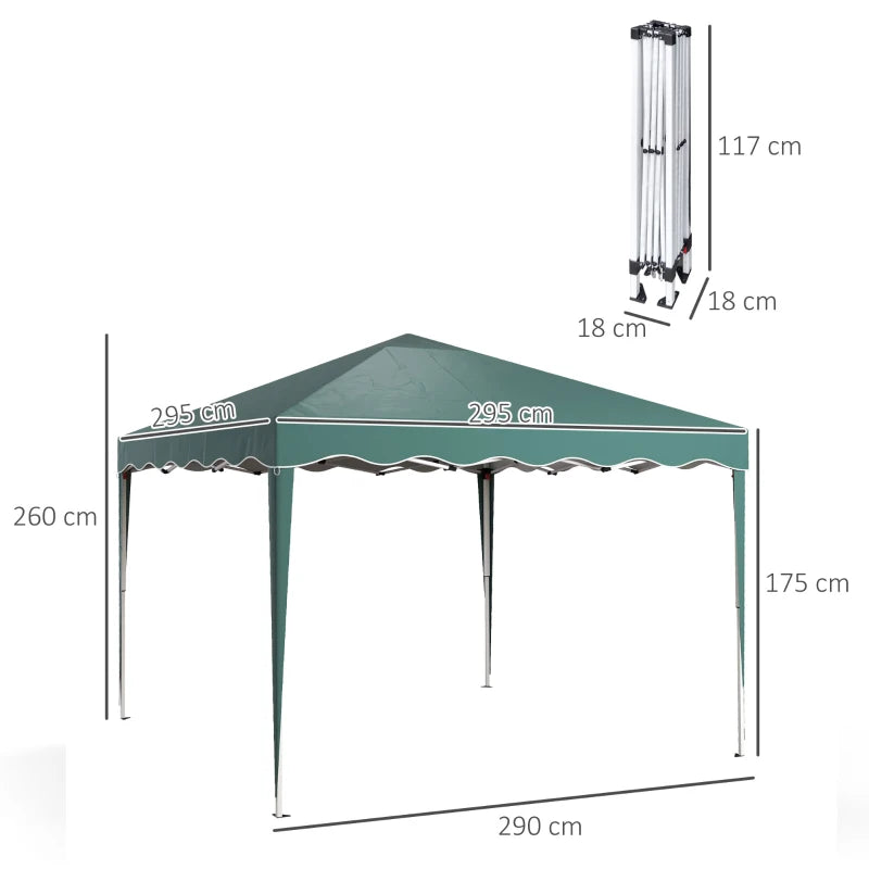 Green Adjustable Height Pop-Up Gazebo with Bag