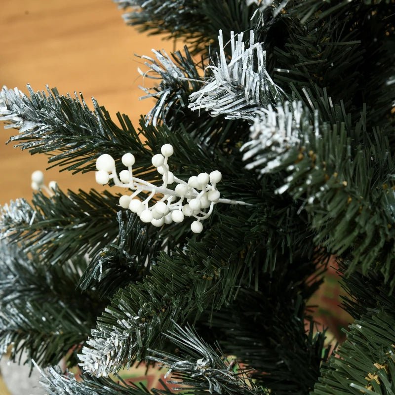 4FT Snow-Dipped Artificial Christmas Tree with White Berries & Star Topper | Indoor Holiday Decoration | Removable Stand