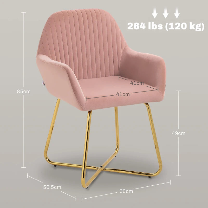 Modern Upholstered Accent Chair with Metal Base for Living Room in Pink - Stylish Armchair for Home Decor