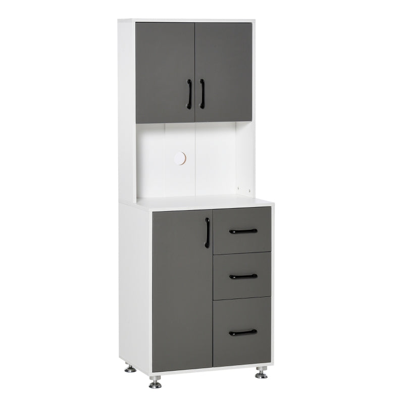 Modern Grey Kitchen Cupboard with Storage Cabinets, 3 Drawers & Open Countertop - Stylish Living Room Furniture