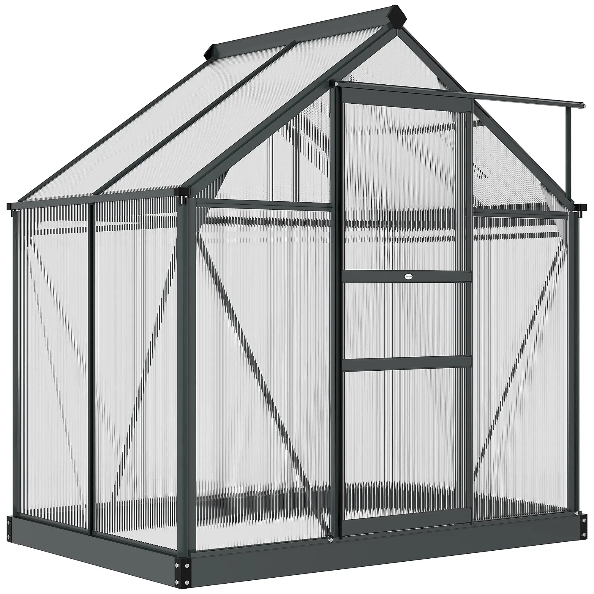 Grey 6ft x 4ft Polycarbonate Greenhouse With Aluminium Frame