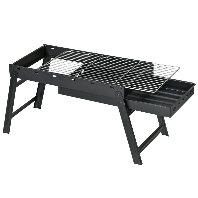 Portable Foldable Charcoal Grill - Compact Black BBQ for Outdoor Cooking and Camping