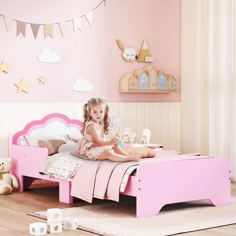 ZONEKIZ Princess Toddler Bed Frame - Cloud Design, Pink Kids Bed, 143x74x55cm, Perfect for Little Dreamers