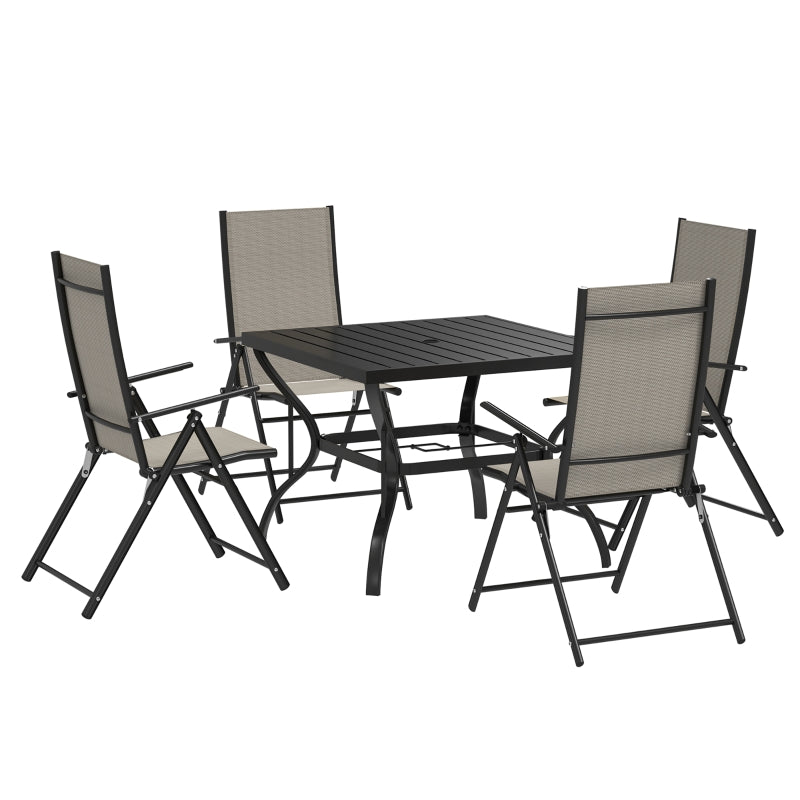 5-Piece Steel Frame Patio Set - Khaki and Black - Outdoor Furniture Set