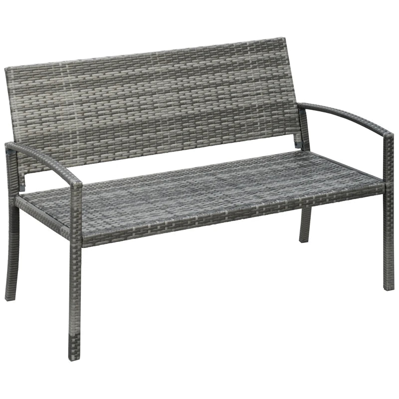 Grey Rattan 2 Seater Garden Bench Love Seat Outdoor Furniture