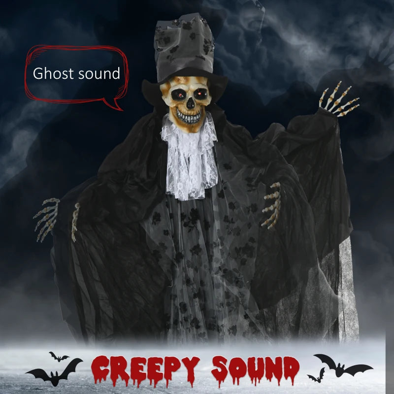 189cm Animated Ghost Bridegroom - Life Size Halloween Decoration with Sound, Motion Activation & Light Up Eyes