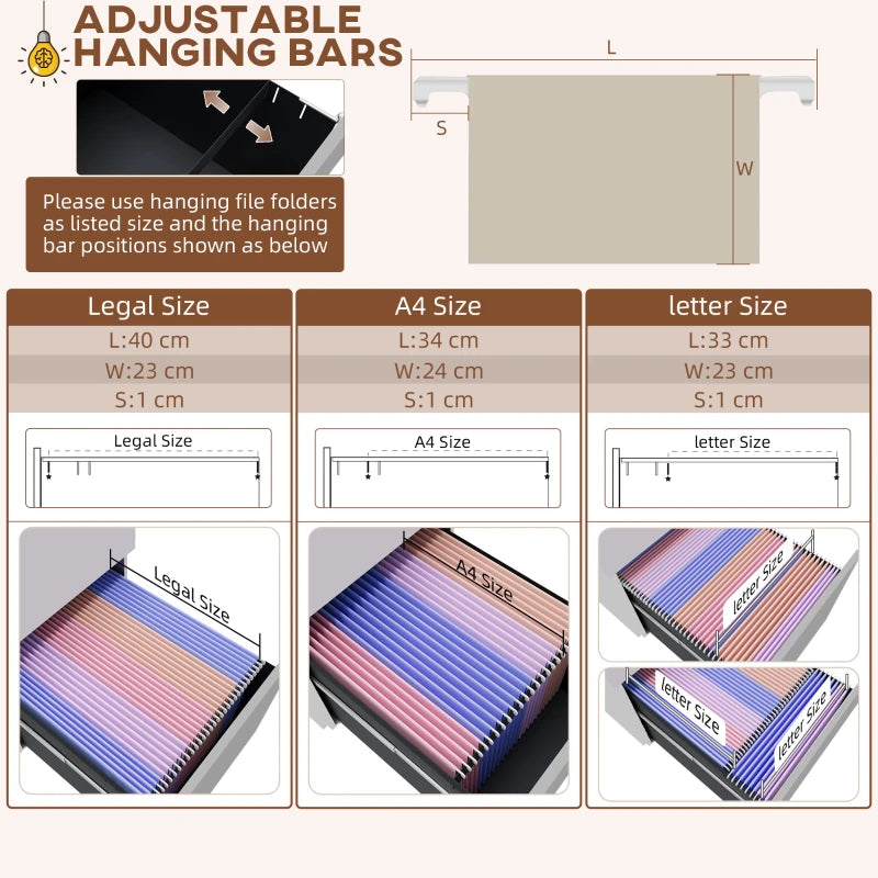 Vinsetto 3-Drawer Vertical Filing Cabinet - Mobile Steel File Cabinet with Lock, Pencil Tray & 5 Wheels, Pre-Assembled, White