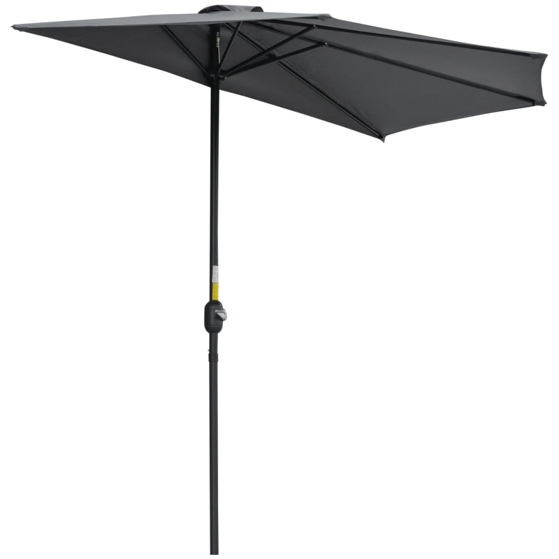 Grey 3m Half Round Patio Umbrella with Crank Handle - No Base