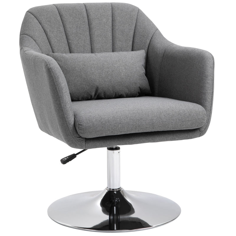Contemporary Swivel Linen Accent Chair with Adjustable Height and Lumbar Support for Living Room and Office, Dark Grey