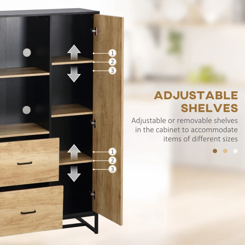 Tall Kitchen Cupboard - Freestanding Pantry Cabinet with Adjustable Shelves, Drawers & Soft Close Door - 160cm Storage Solution