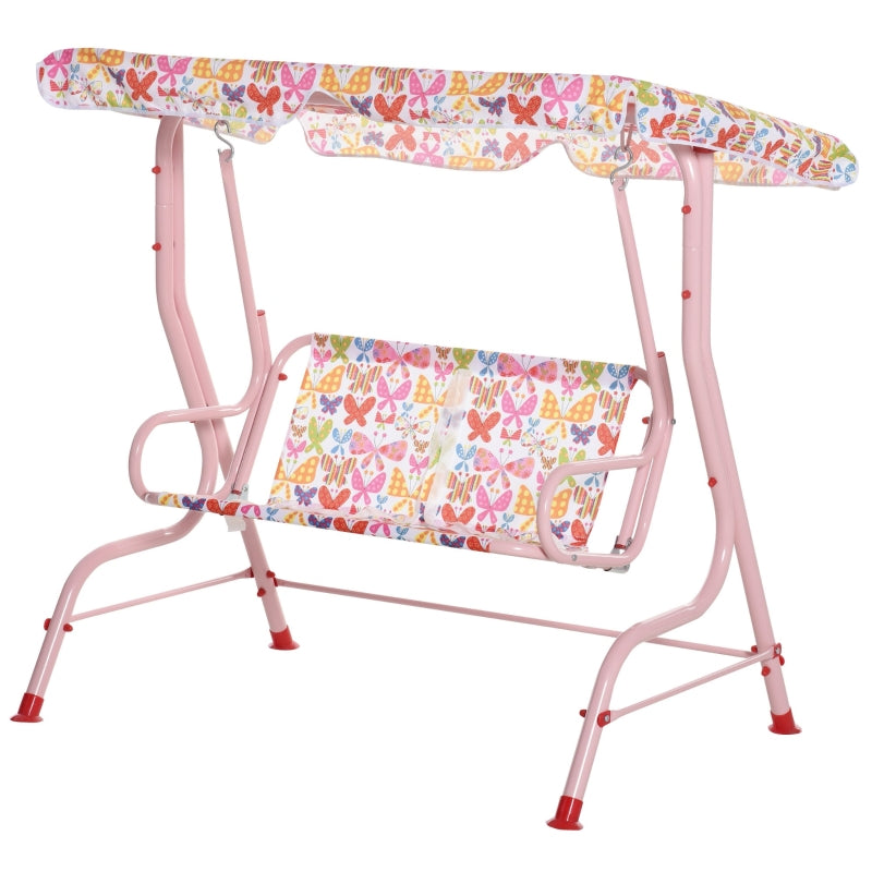 Kids Pink Garden Swing Chair with Adjustable Canopy