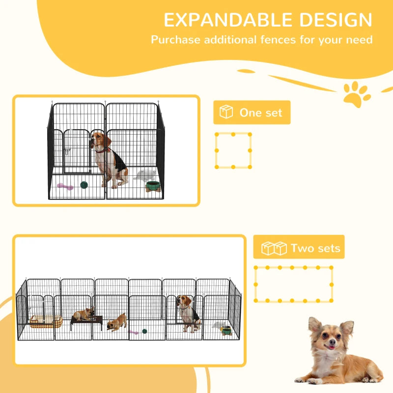 8 Panels Heavy Duty Puppy Playpen for Large & Medium Dogs - Indoor/Outdoor Use, Black Pet Play Yard