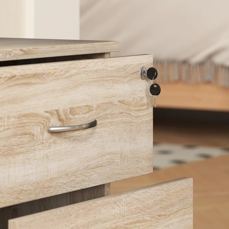 Lockable Two Drawer Filing Cabinet - Stylish Wood-Effect Storage Solution for Home or Office Organization