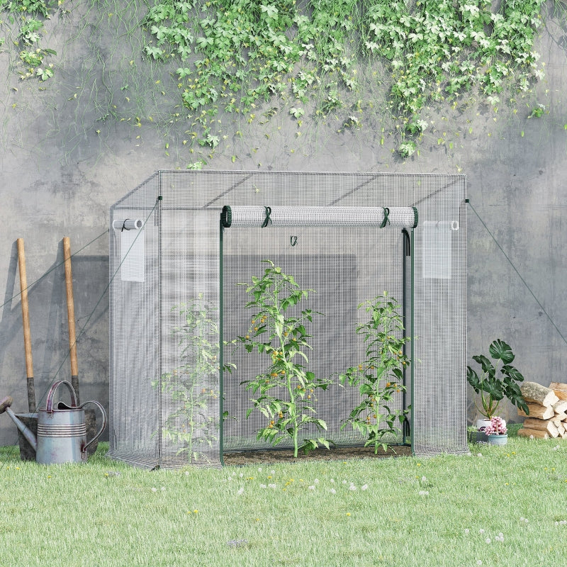 Green Walk-in Garden Greenhouse with Steel Frame