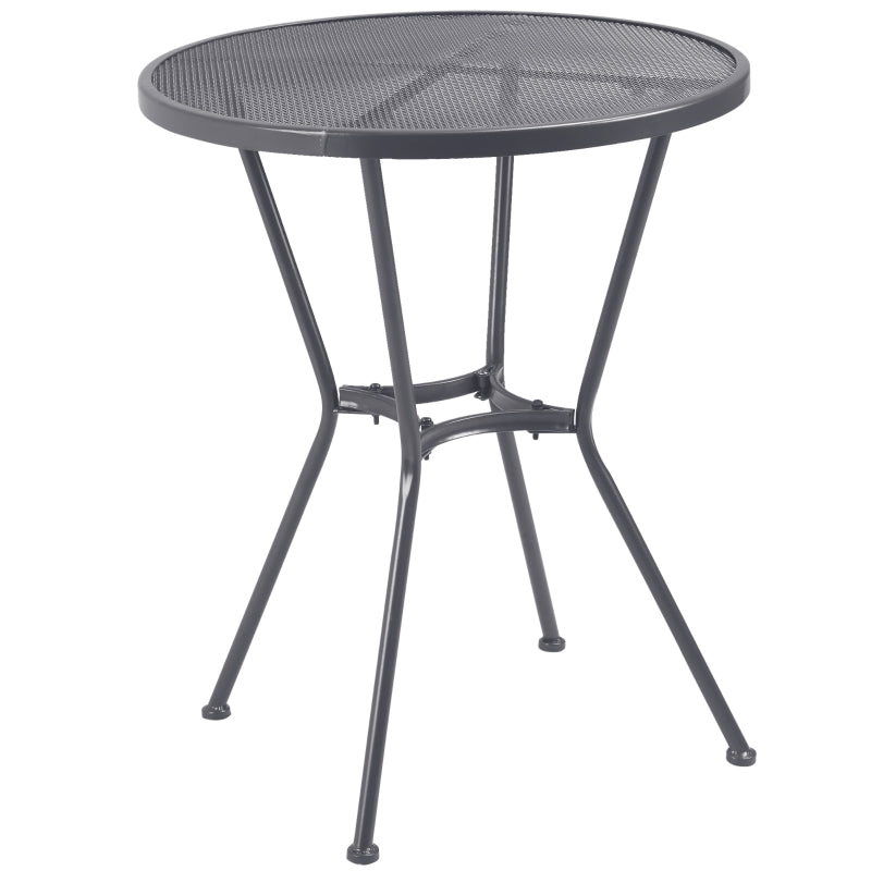 Dark Grey Metal Round Garden Bistro Table - 60cm