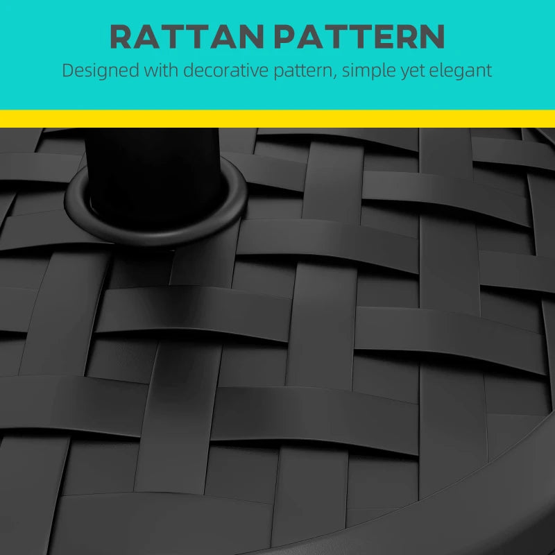 Rattan Effect Concrete Umbrella Base - 18kg, 45cm Dia, Heavy Duty