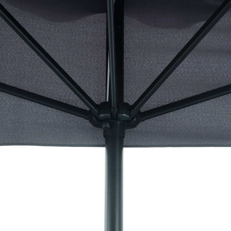 Grey 2.3m Half Round Patio Umbrella with Crank Handle - No Base