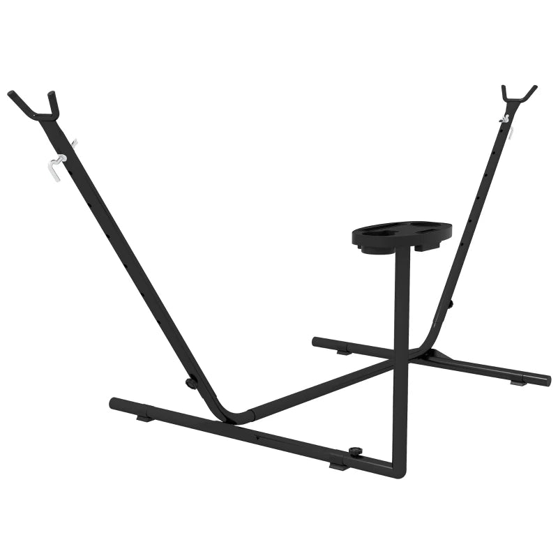 Steel Frame Hammock Stand with Side Tray, Black