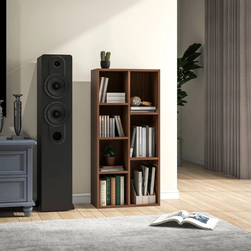 Stylish Seven-Cube Bookcase in Walnut Wood Effect - Modern Storage Solution for Home or Office
