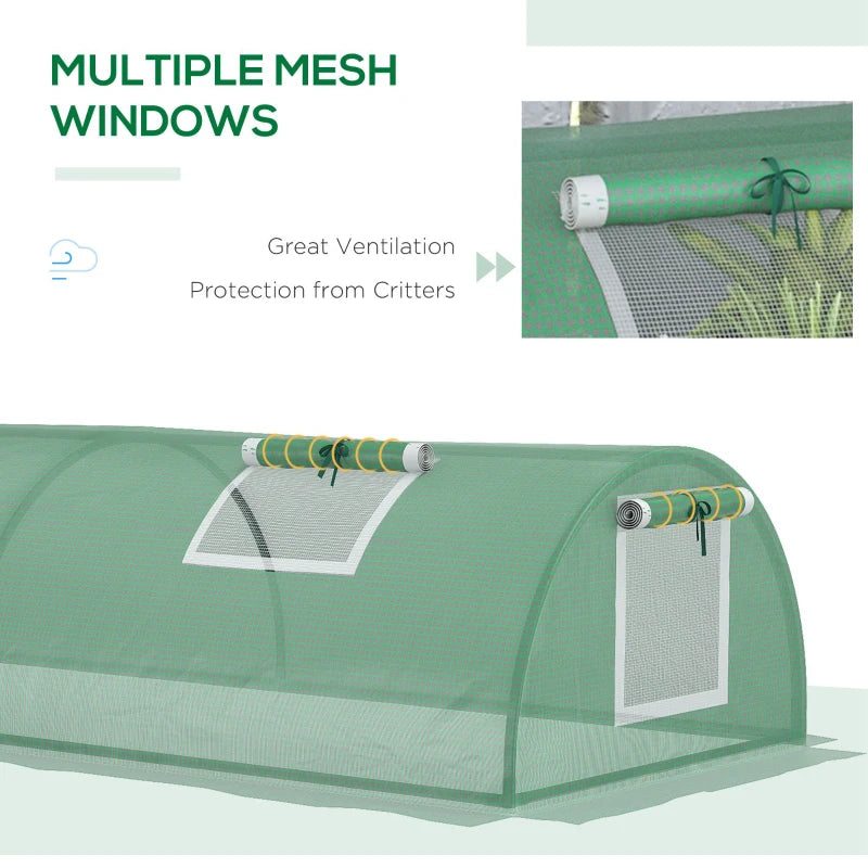 Portable Green Steel Frame Mini Greenhouse with 5 Mesh Windows