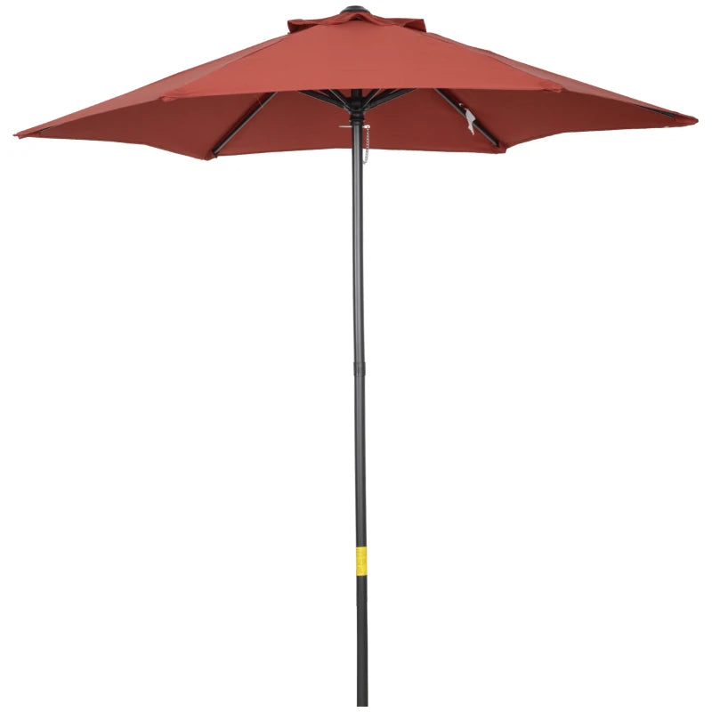 Wine Red 2m Outdoor Garden Parasol Umbrella with 6 Sturdy Ribs