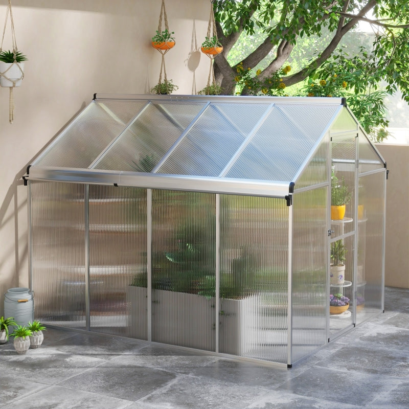 Green Aluminium 8x6ft Greenhouse Kit with Base