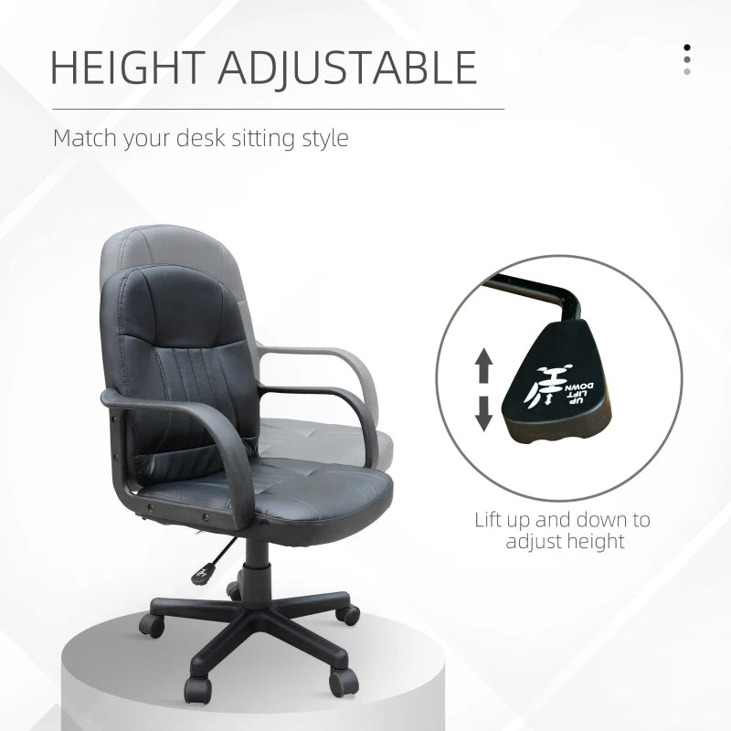 Swivel Executive Office Chair PU Leather Computer Desk Chair Adjustable Height with Wheels Black