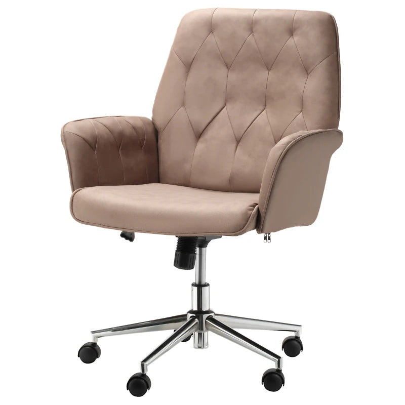 Vinsetto Height Adjustable Microfibre Office Desk Chair with Armrests & Swivel - Stylish Vanity Chair for Home & Coffee Use