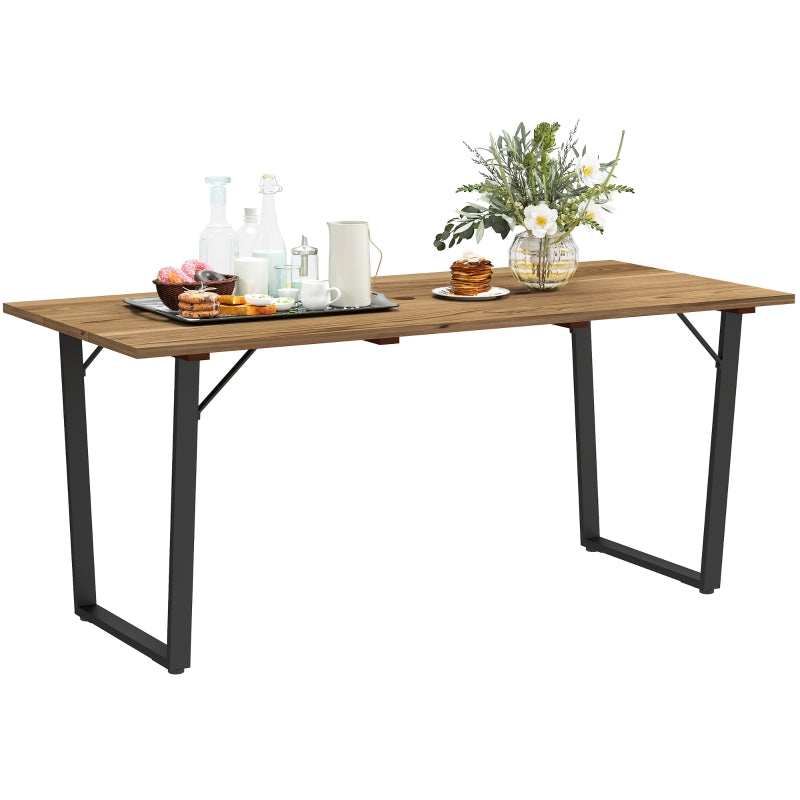 Large Outdoor Dining Table for 6 - 175x80 cm Fir Wood with Parasol Hole, Brown
