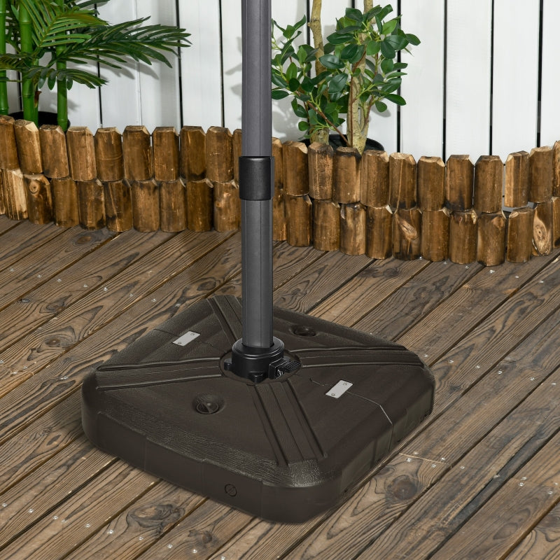 Steel Cross Base Cantilever Parasol Weight Stand, 195kg Sand/170kg Water, Coffee