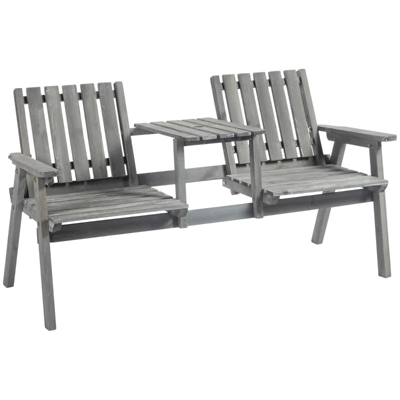 Grey Steel 2-Seater Antique Loveseat Bench for Outdoor Spaces