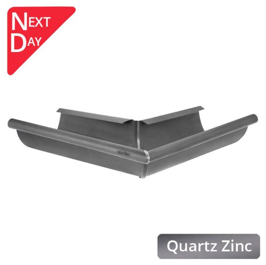 125mm Half Round Quartz Zinc 90 Degree External Gutter Angle