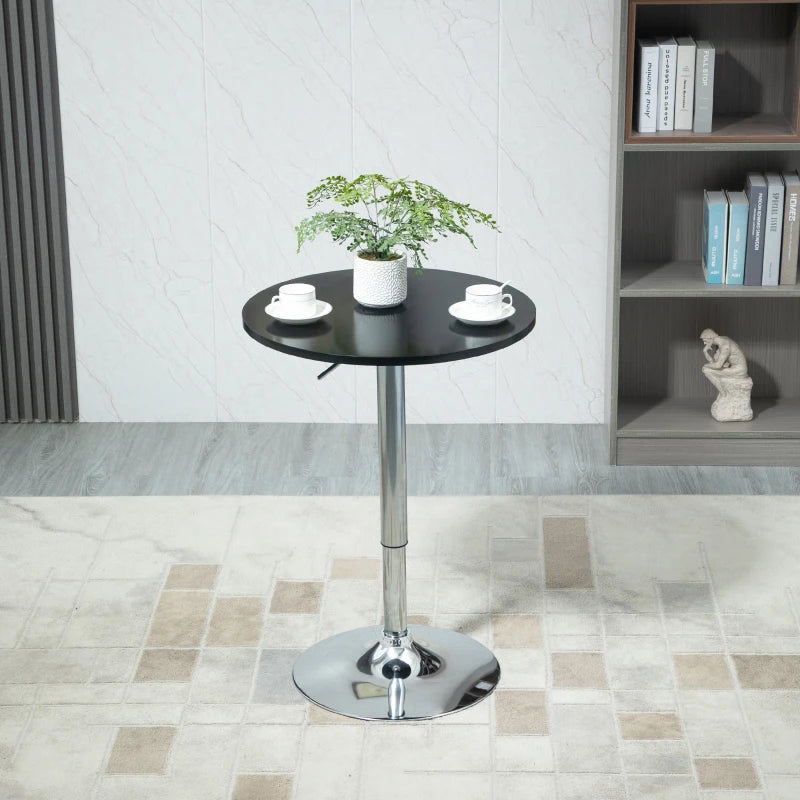 Round Height Adjustable Bar Table with Metal Base - Stylish Pub Desk for Home Bar, Dining Room & Kitchen - Black