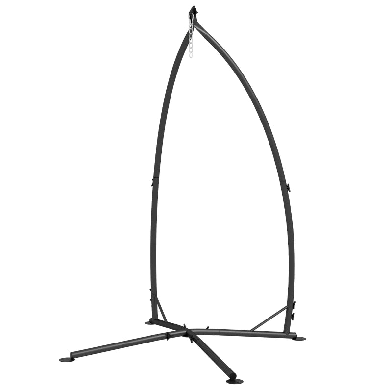 Black Metal Hammock Chair Stand with Chain for Indoor & Outdoor Use