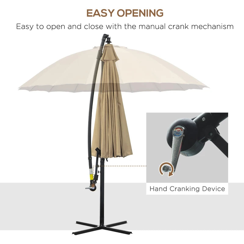 Khaki 3m Cantilever Patio Umbrella with 18 Ribs & Vents