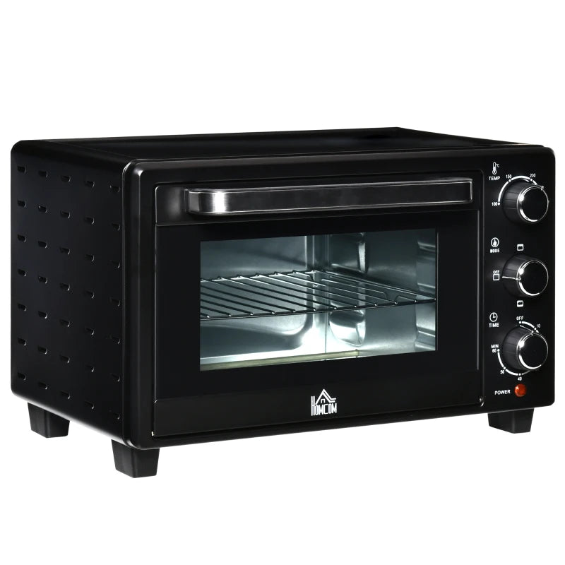 21L Mini Countertop Oven - Adjustable Temperature 100°C-230°C, Compact Black Design for Efficient Cooking