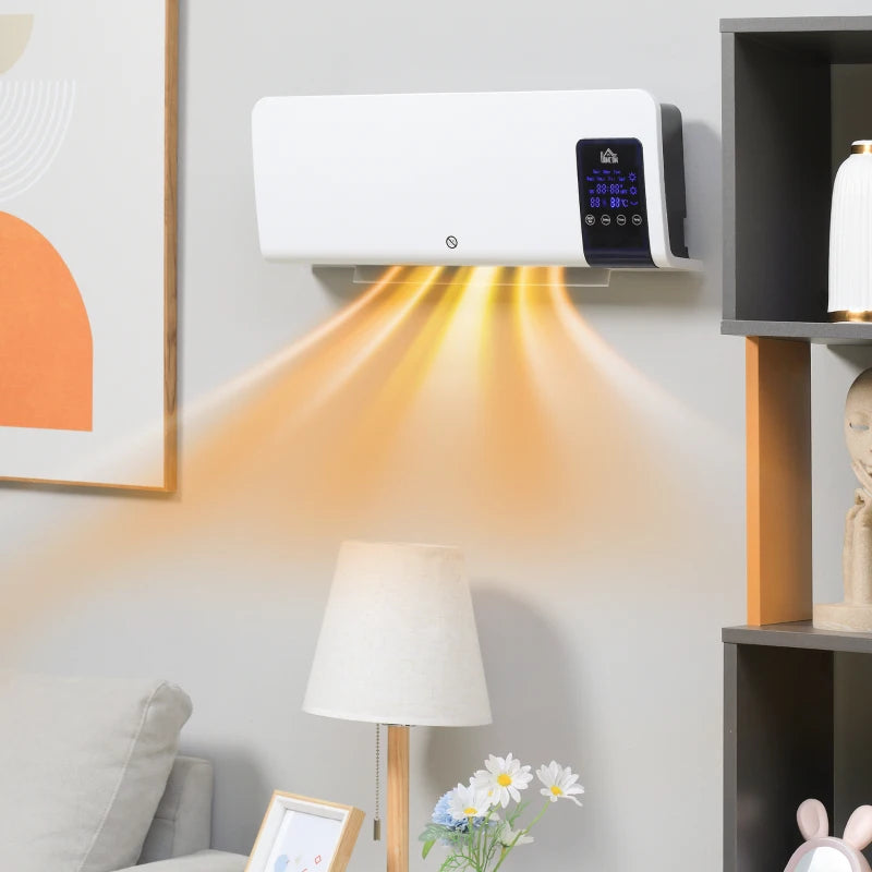 2000W Wall Mounted Electric Heater Adjustable 18 to 45 Degrees Celsius White