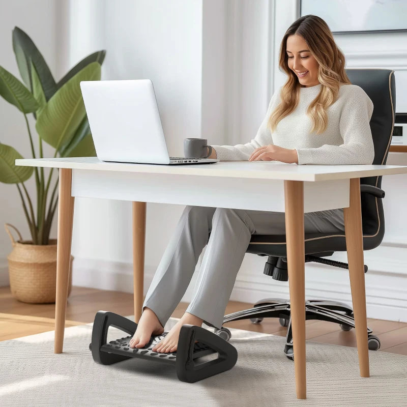 Ergonomic 10°-45° Six-Angle Massage Footrest - Adjustable Black Footrest for Ultimate Comfort and Relaxation