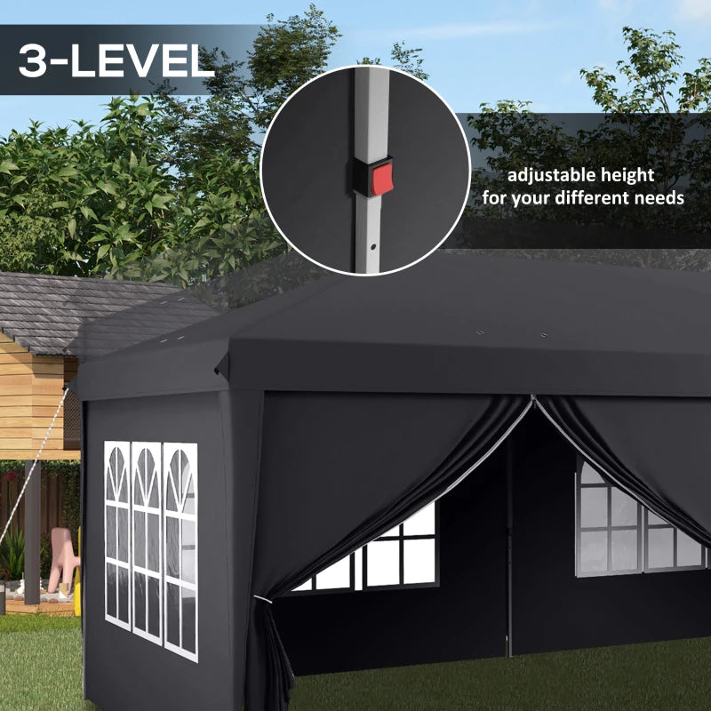 Grey 3x6m Pop-Up Gazebo with Curtain Walls and Windows