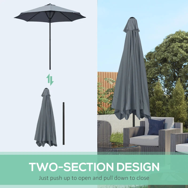 Grey 3m Outdoor Market Umbrella with 8 Ribs